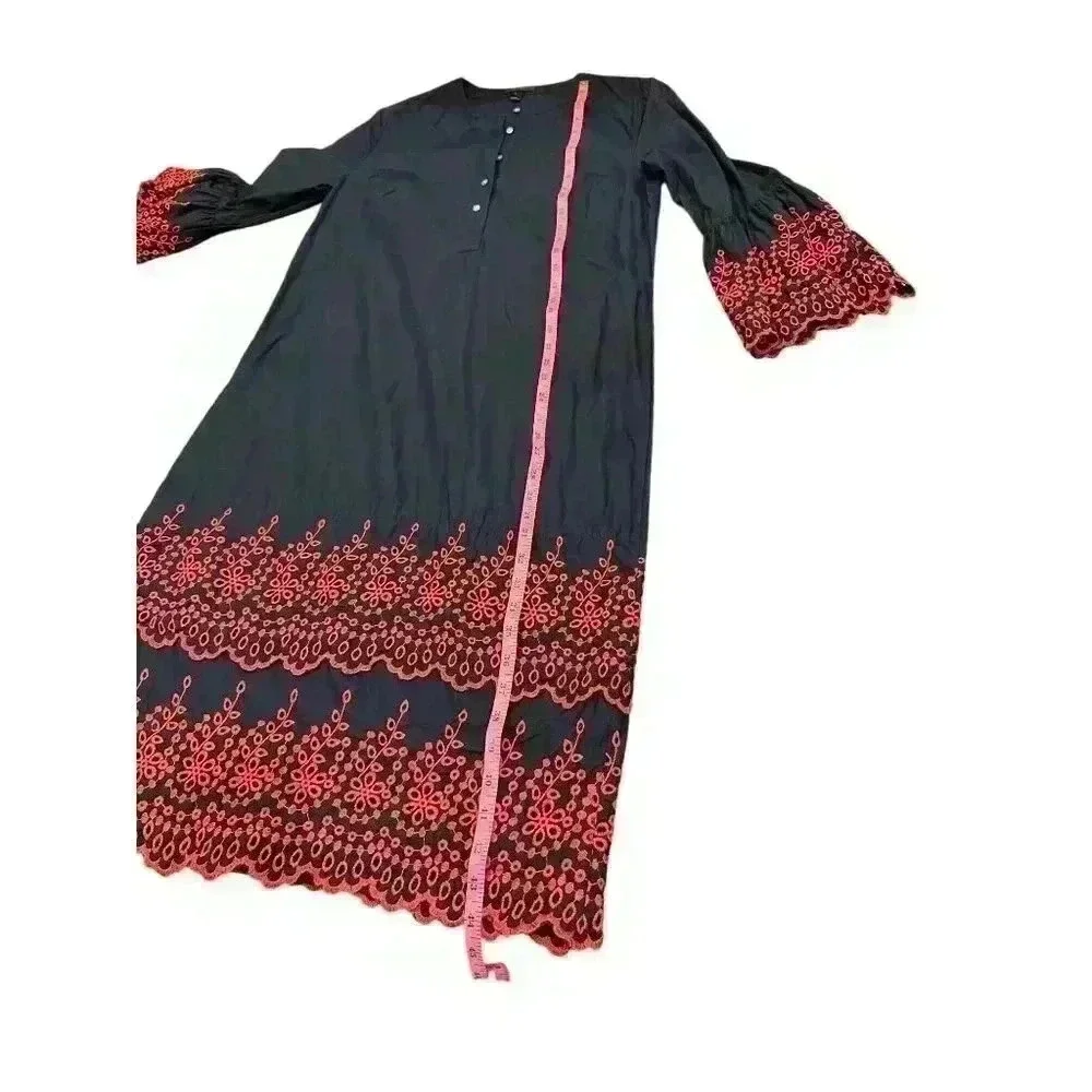 J. Crew Navy with Red Eyelet Embroidery Shift Dress Cotton Summer Size S, NWT.